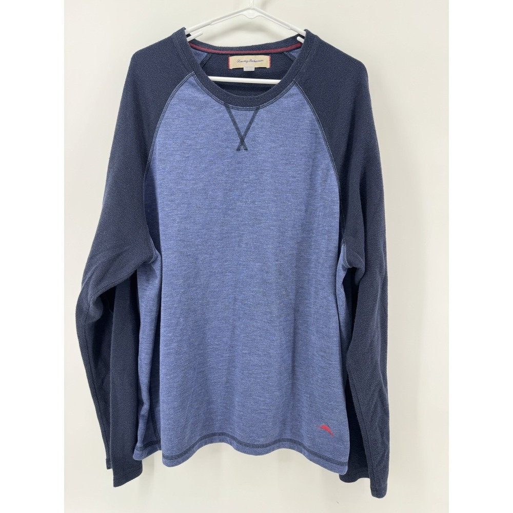 Tommy Bahama Sweatshirt Men XXL Blue Fleece Crew Neck Long Sleeve Casual